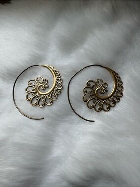 Brass Spiral Hoop Earrings